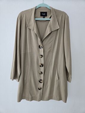 Talie Jacket Women’s XL Beige Button Front Linen Blend Pockets Long Sleeve